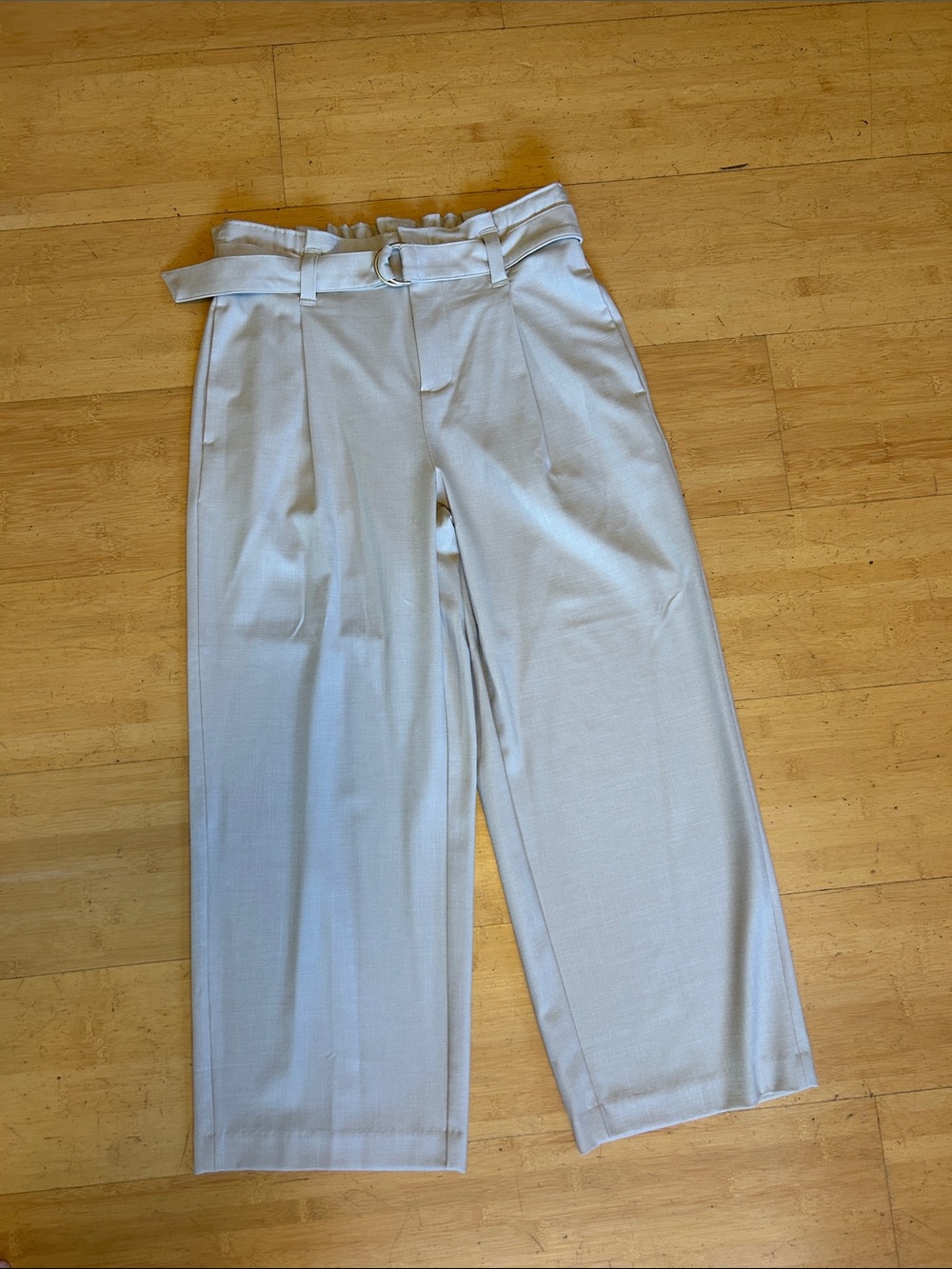 Liverpool Belted Paperbag Wide-Leg Trousers - Cream